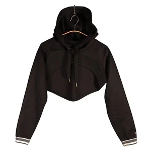 Puma Hoodie Size UK 8 Black Super Cropped Varsity Cover Up Mesh Activewear - Picture 1 of 8