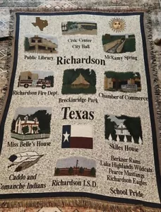 Richardson Texas Woven Tapestry Throw Blanket Afghan 65x47 - Picture 1 of 6