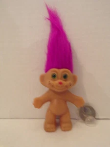 Russ Troll Doll~3"~Vintage~Cat~Purple Hair~Whiskers~Pink Nose~Green Eyes - Bild 1 von 5