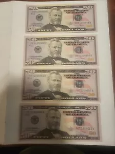 4 consecutive silmultanuos 50 dollar bills - Picture 1 of 3