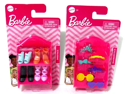 Mattel Barbie Moda Muñeca Zapatos Pelo Gafas de sol Estantes Accesorios 2 Juegos NUEVO Foto 1 de 4