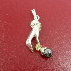 Elegance Hand Peridot and Iron Ore Gemstone Pendant Genuine 925 Sterling Silver - Picture 1 of 7