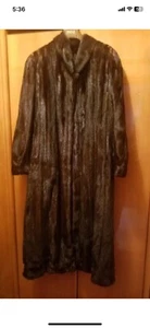 LeMonti Brown Mink Fur Women's Coat Full Length With Pocket Size 20 - Picture 1 of 7