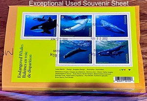 🍁 ENDANGERED WHALES Canada Sc#3327 Souvenir Sheet - USED - SUPERB (2022) - Picture 1 of 4