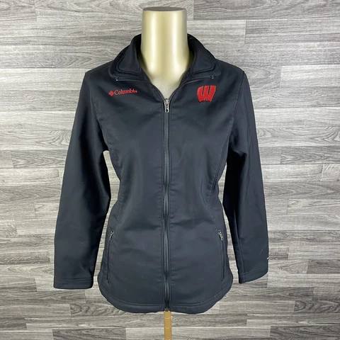 COLUMBIA SPORTSWEAR Wisconsin Badgers Black Soft Shell Jacket Women's Size Small Cover