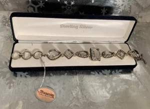 ❤️MUSEUM COLLECTION Clear Quartz Gemstone Bracelet Black Velvet Gift Box NIB - Picture 1 of 24