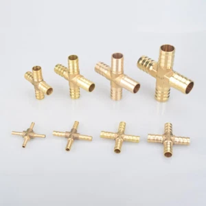 Messing Schlauchverbinder Kreuz Schlauchnippel Luft Kraftstoff Wasser Gas - Picture 1 of 12