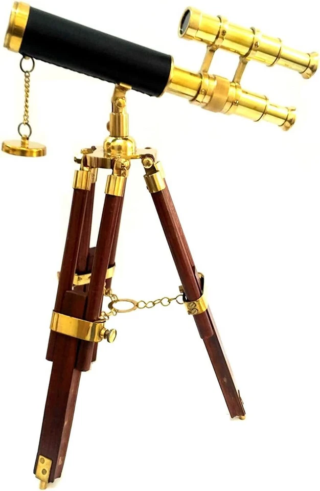 Handmade Double Barrel Telescope with Tripod Stand Brass - Image 1 of 1