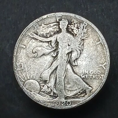 1920 Half Dollar Melt & Go Auction Walking Liberty 90% Silver Coin Avg Circ  - Image 1 of 4
