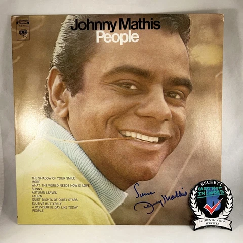 Johnny Mathis Signed Vinyl LP Album Beckett BAS 6 COA Cover