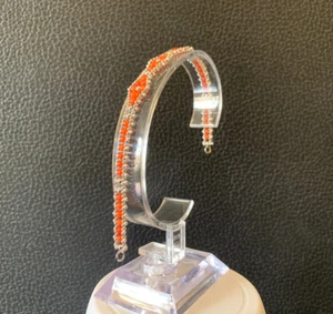 Bracciale "impallinato" in vero corallo rosso del mediterraneo e argento rodiato - Foto 1 di 3