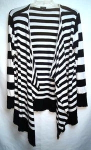 Torrid Women's Striped Open Front Drape Style Cardigan Size 3 Black White B*H - Picture 1 of 7