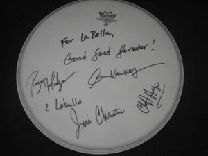 Roger Hodgson etc - Original Inperson Autogramm auf Drumfell - signed drumhead - Bild 1 von 1