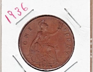 1936 Gran Bretagna grande centesimo: TU GRADO vedi la scansione stk 43 - Foto 1 di 2