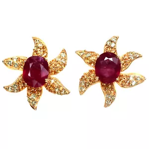 Edelstein 9 X 12 Mm. Rot Rubin Saphir & Peridot Ohrringe 925 Silber Sterling - Bild 1 von 5