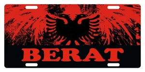 Albania Flag Berat License Plate Car Albanian Emblem Eagle Version - Picture 1 of 2