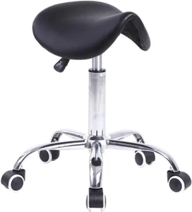 Rolling Saddle Stool PU Leather Swivel Adjustable Rolling Stool with Wheels Salo - Picture 1 of 7