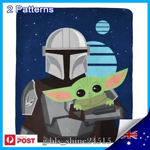 Disney Star Wars Mando Grogu, Helmet Fleece Throw Rug Warm Couch Blanket Child - Picture 1 of 13