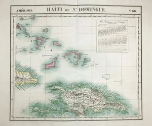 Haiti Hispaniola island Dominican Republic Caribbean carte map Vandermaelen 1825 - Picture 1 of 1