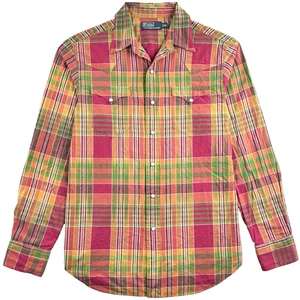 Vintage 90er Polo Ralph Lauren Herren Medium Madras kariert Perlen Druckknopf Western Hemd - Bild 1 von 11