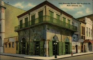 Postal de Nueva Orleans, LA Old Absinthe House, Bourbon St., lino Louisiana - Imagen 1 de 2