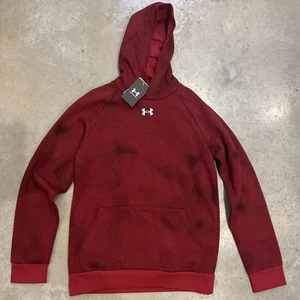 NWT Under Armour UA Rival Fleece Printed Hoodie Boys YXL Dark Maroon Pullover - Picture 1 of 3