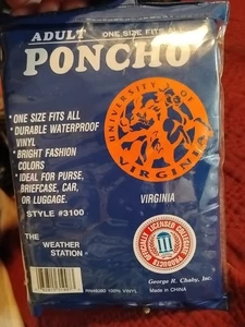 Vintage 99s University Of Virginia Cavaliers Mens Women Orange Poncho New B23  - Picture 1 of 2