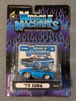 MUSCLE MACHINES DIECAST 1/64 '70 PLYMOUTH CUDA AAR Blue Barracuda NOS - Image 1 of 3
