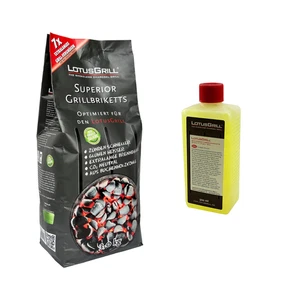 1x LotusGrill Superior BBQ-Briquettes 3KG + 1x LotusGrill Brennpaste 500ml - CO2 - Bild 1 von 2