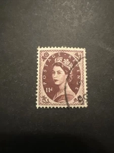 GB 1952-54 QEII 11d Plum Used - Picture 1 of 2