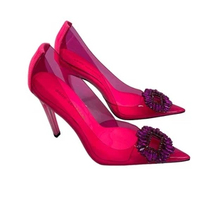 Zapatos de salón Good American Cinder-Rella talla 9 rosa intenso Lucite GA275JPB-X - Imagen 1 de 9