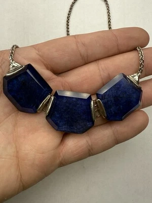 Retired Silpada "Blue Grotto" Sterling Silver, Lapis, Rock Crystal Necklace 37g - Image 1 of 4