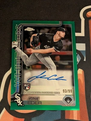 2025 Topps Chrome Rookie Autographs Jake Eder #RA-JE Green Refractor /99 - Image 1 of 2