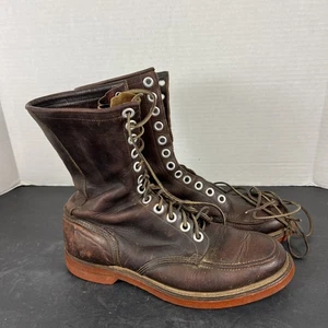 VTG 1950s 60s Battle Axe Work Boots Shoes Gro Cork Soles Sz 9.5 - Picture 1 of 8