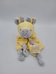 DanDee Yellow/Gray Plush Giraffe Knotted Corners Security Blanket Lovey Rattle - Picture 1 of 7