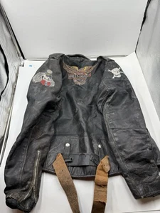 Vintage 1970s 80s AMF Harley Davidson Leather Aviator Motorcycle Jacket 38 - Picture 1 of 20