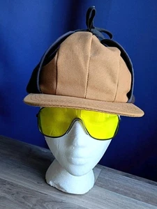 Trapper Hat Vintage Cap Brown Tan Hunting Shooting Ear Flaps Insulated - Picture 1 of 10
