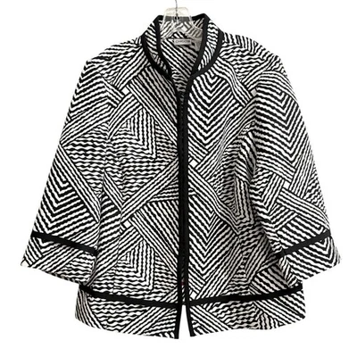 Chico's Black White Contrast Trim Size 3 (16) Jacket Spring Summer  - Image 1 of 4