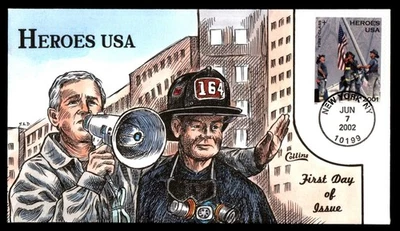 Mayfairstamps US FDC 2002 911 Heroes Collins Hand Painted first Day Cover aau_60 - Image 1 of 2