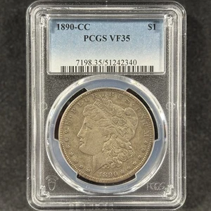 1890-CC $1 Morgan Silver Dollar Carson City Choice Very Fine PCGS VF 35 - Picture 1 of 4