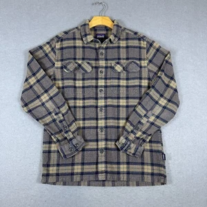Patagonia Fjord Flannel Long Sleeve Shirt Mens S Heavyweight Forge Grey Plaid - Picture 1 of 8