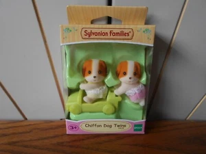 CHIFFON DOG BABY TWINS flocked animal figure SYLVANIAN FAMILIES Epoch BABIES car - Picture 1 of 2