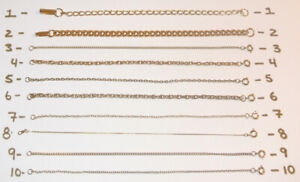 LOT 1O DIFFERENT VINTAGE 7" Yellow Gold Chains Tennis Bracelets Filled Plated