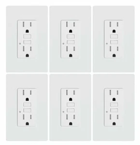 6 Pack gfci outlet 15 amp Self testing Tamper Resistant Receptacle White - Picture 1 of 5