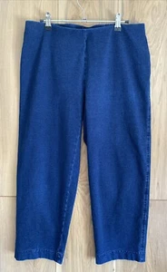 Pure Jill Navy Blue Slim Crops Faux Denim Pants Women’s Size S M Stretch Pull Up - Picture 1 of 5
