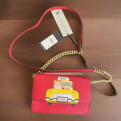 NWT Karl Lagerfeld Maybelle Paris Red Taxi Cat Satchel  Crossbody - Image 1 of 4