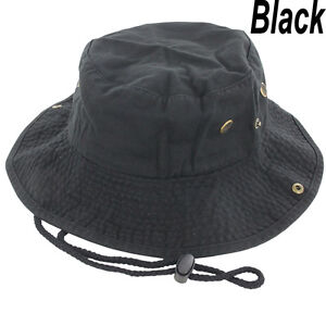 Mens Boonie Bucket Hat Cap Cotton Wide Brim Sun Outdoor Fishing Military Hunting