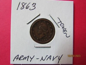 TOKEN: 1863 ARMY-NAVY - Picture 1 of 4