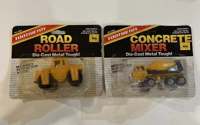 Tootsietoy Yellow Concrete Mixer  & Road Roller 1987  Die-Cast Hard Body - Image 1 of 2