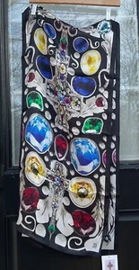 MMA Museum of Art 100% Silk Jeweled Cross Medallions Scarf Spring Gemstones NWT - Picture 1 of 6